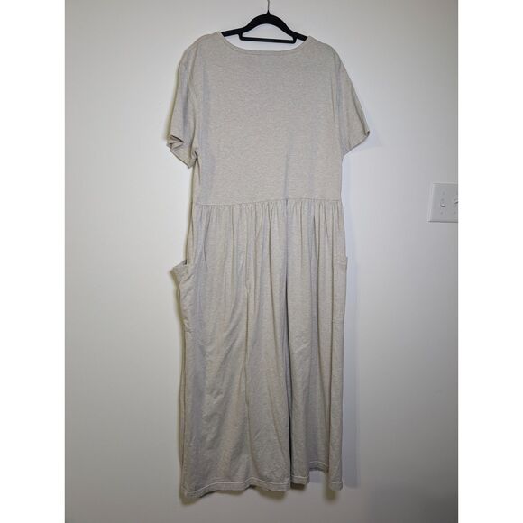 Vintage Y2K Eddie Bauer Cotton Pocket Maxi Dress M Cream Lagenlook Granolagore - Picture 2 of 6